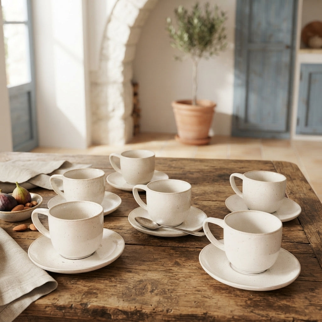 Set 6 Tazas con Platillo Cerámica 60ml Set Tazas Frank Home Chile