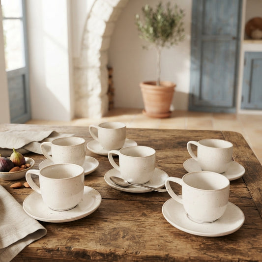 Set 6 Tazas con Platillo Cerámica 60ml Set Tazas Frank Home Chile