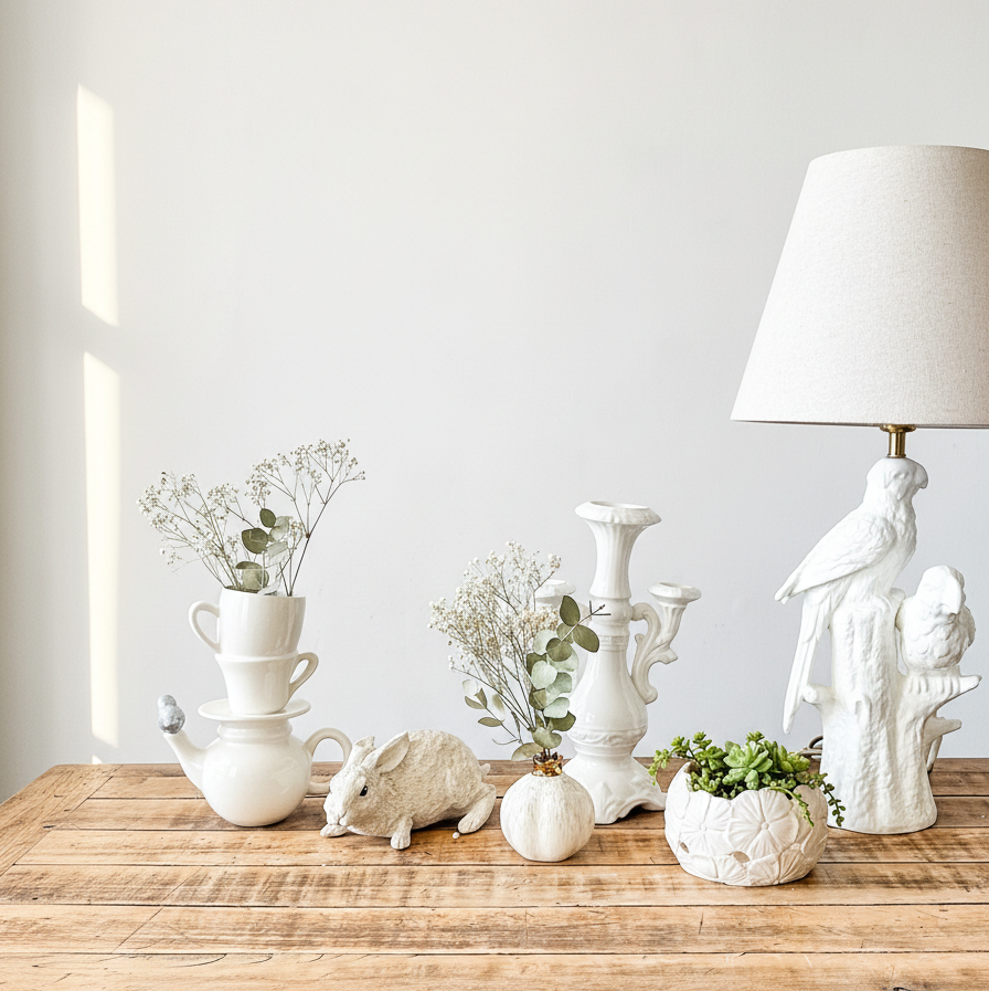 Lámpara Base Cerámica Esmaltada Pájaros Pantalla Beige Lampara de mesa y escritorio Frank Home Chile