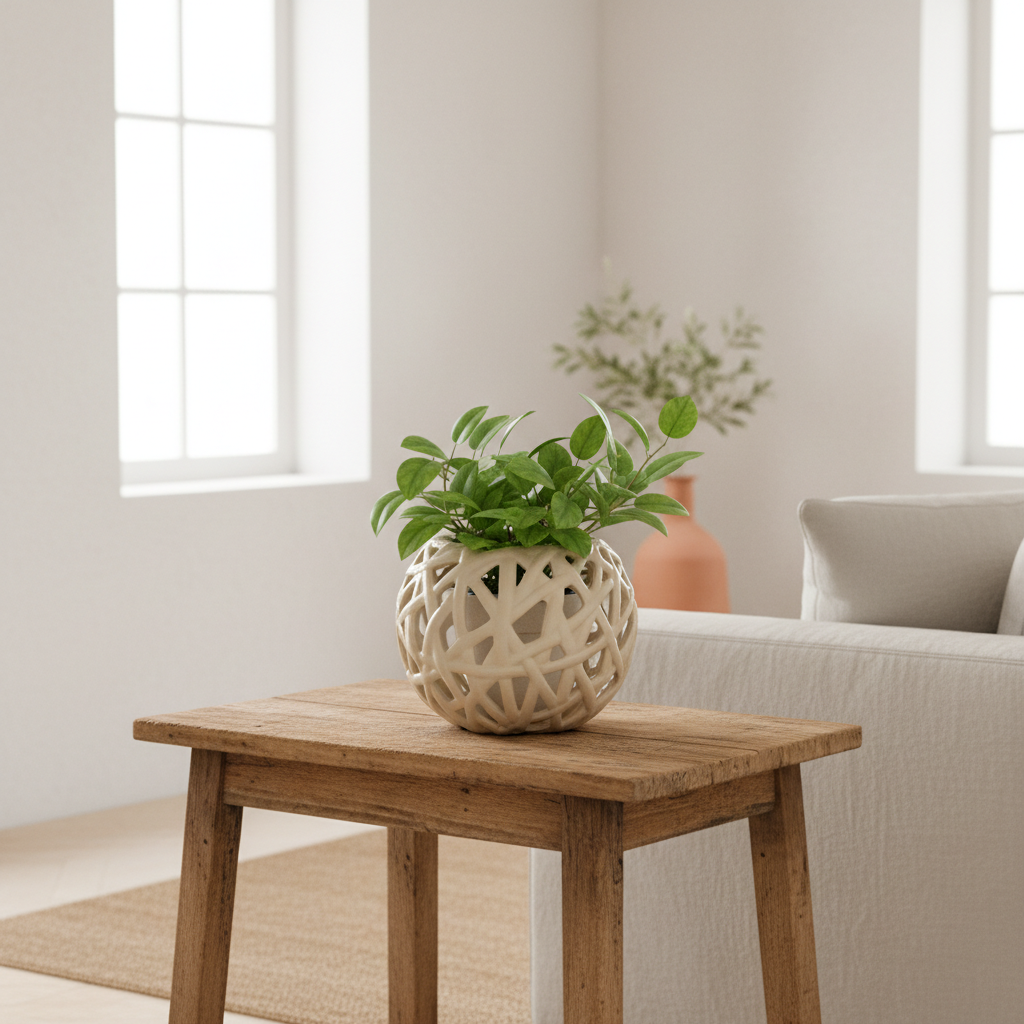 Contenedor Cerámica Tipo Malla Porta Vela Frank Home Chile