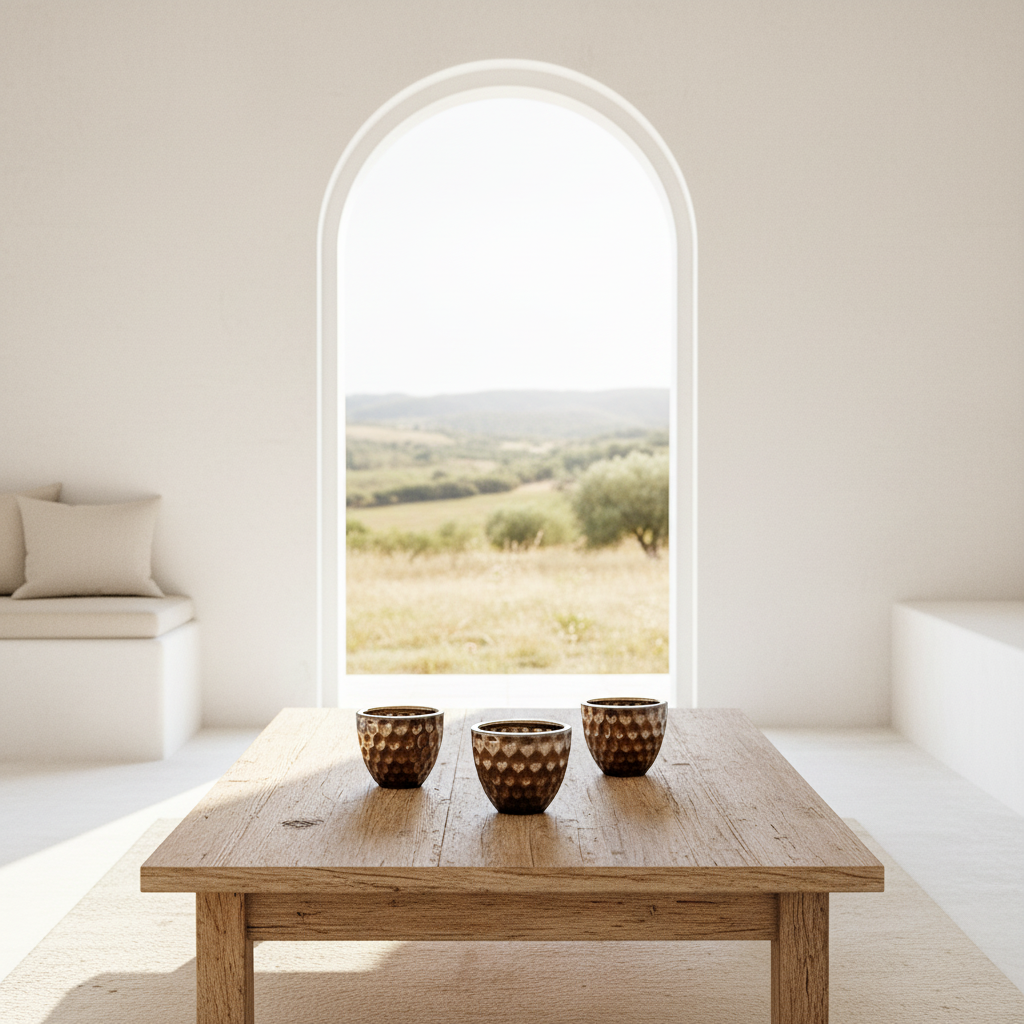 Set 5 Porta Maceteros Cerámica Bronce Envejecido 8cm Porta Macetero Frank Home Chile