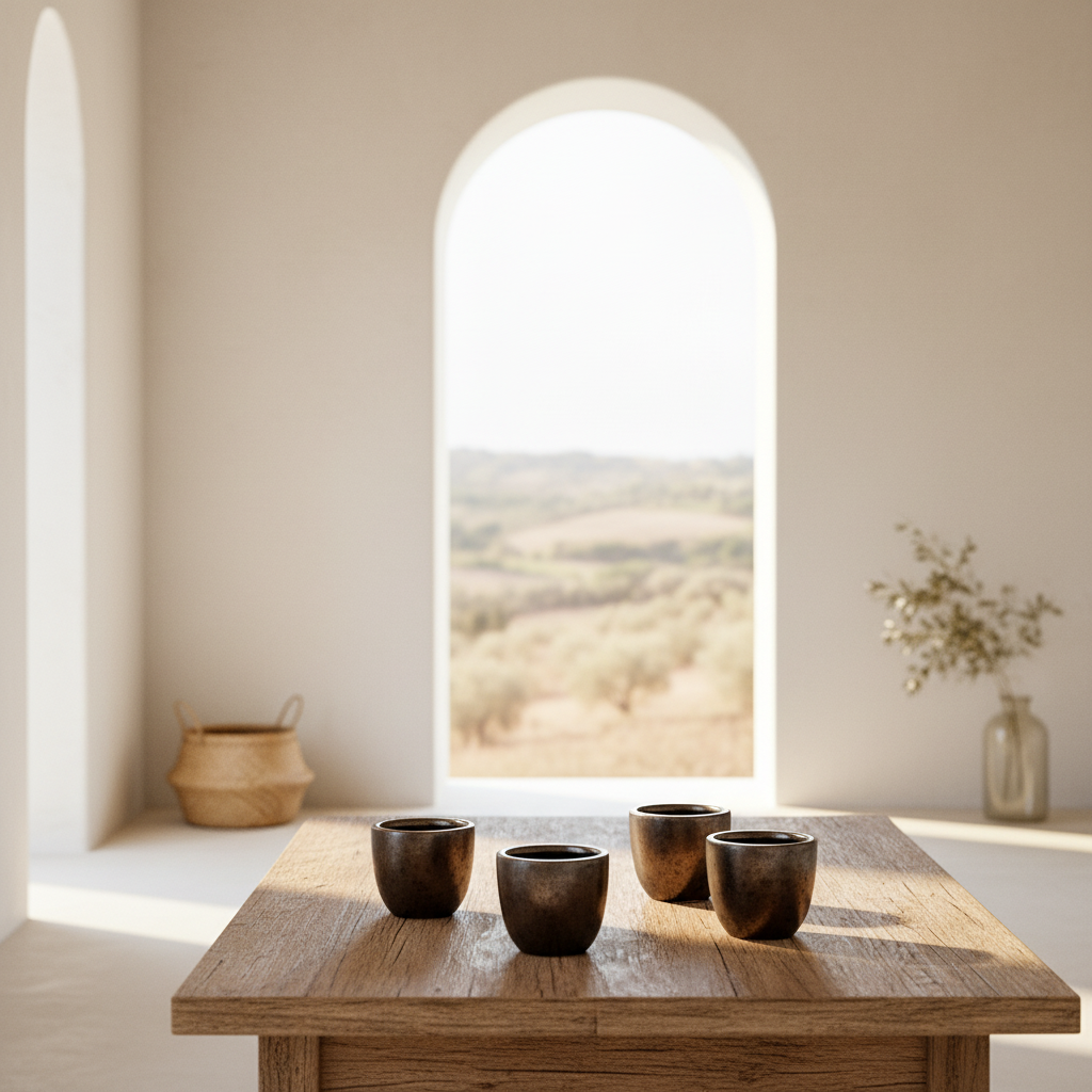 Set 5 Porta Maceteros Cerámica Bronce Envejecido 8cm Porta Macetero Frank Home Chile