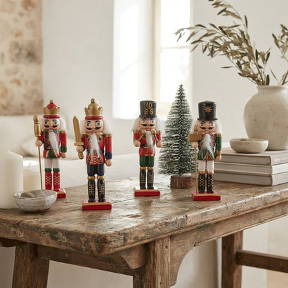 Set 4 Cascanueces Colgantes Navideños 13cm Negro - Verde - Rojo Adorno Frank Home Chile