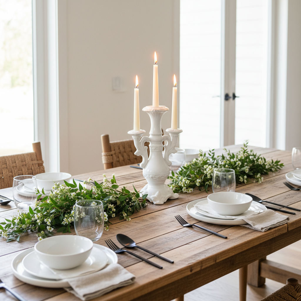 Candelabro Cerámica Esmaltada 3 Brazos - Diseño Elegante Clásico Candelabro Frank Home Chile