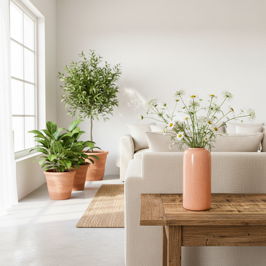 Florero Cerámica Esmaltada Rosa 11,5x25 cm Florero Frank Home Chile