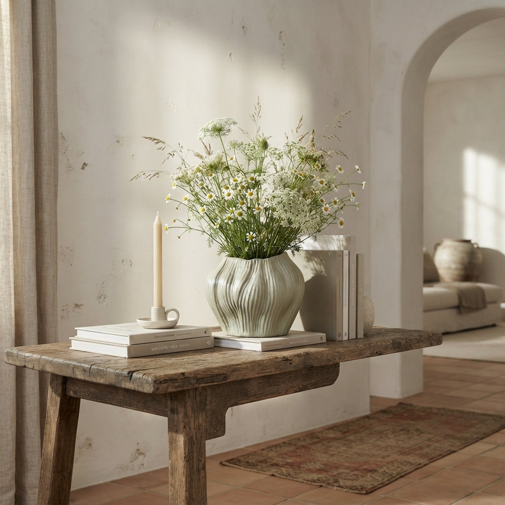 Florero Cerámica Satinada Abstracto 20 cm