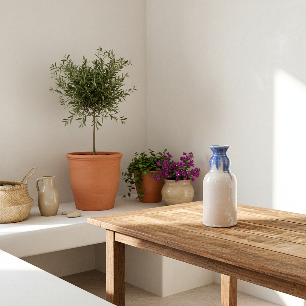 Florero Cerámica Esmaltada Degradado Celeste Blanco Florero Frank Home Chile