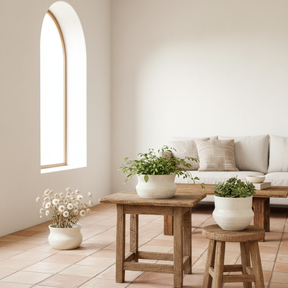 Porta Macetero Cerámica Texturizada Porta Macetero Frank Home Chile