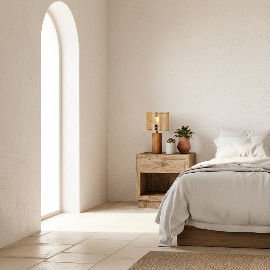 Lámpara Madera Pantalla Listones 48cm Lampara de mesa Frank Home Chile