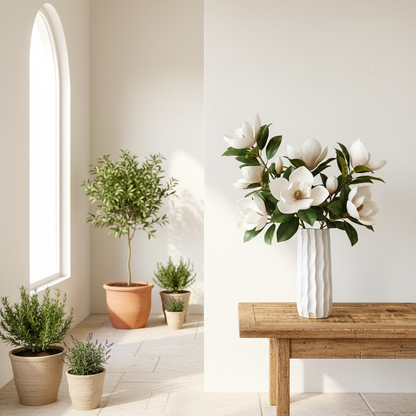 Florero Cerámica Ondulado Blanco 11x30 cm Florero Frank Home Chile