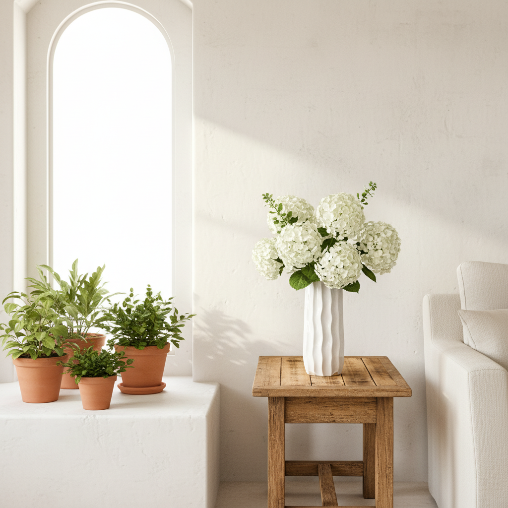 Florero Cerámica Ondulado Blanco 11x30 cm Mate Florero Frank Home Chile