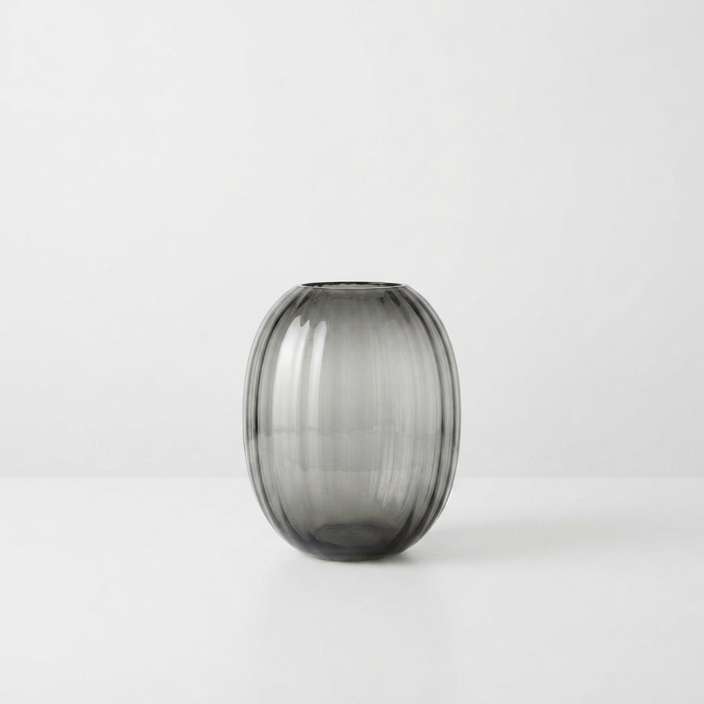 Florero Vidrio Ovalado Negro 25 cm