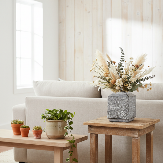 Jarrón Cerámica Tallada Florero Frank Home Chile