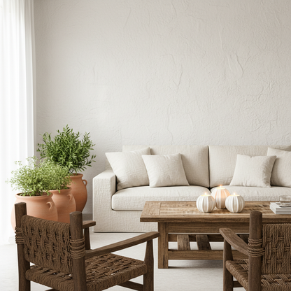 Set 3 Porta Velas Cerámica Esmaltada Relieve Líneas Beige Set Porta Velas Frank Home Chile