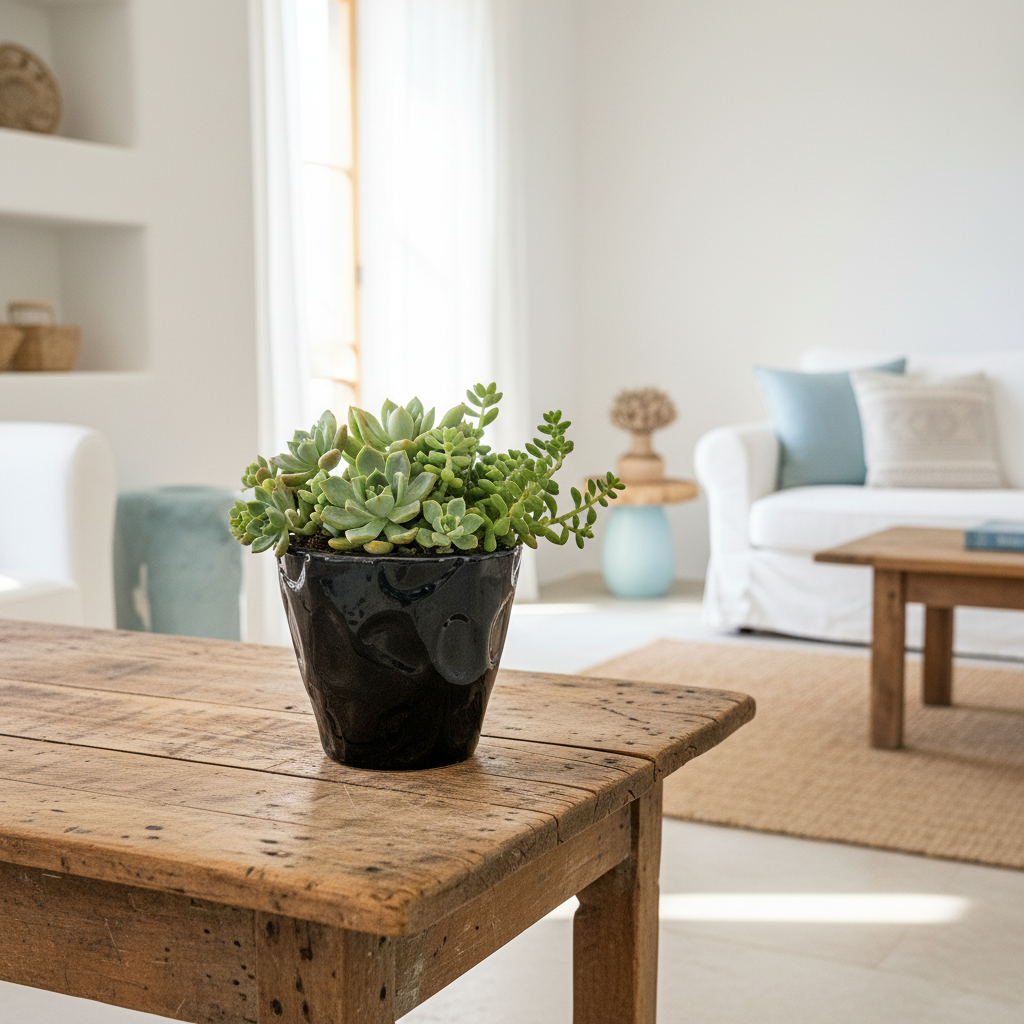 Porta Macetero Cerámica Esmaltada Negro Porta Macetero Frank Home Chile