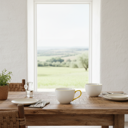 Tazón Sopero Cerámica Bicolor 14cm Amarillo Tazon Frank Home Chile