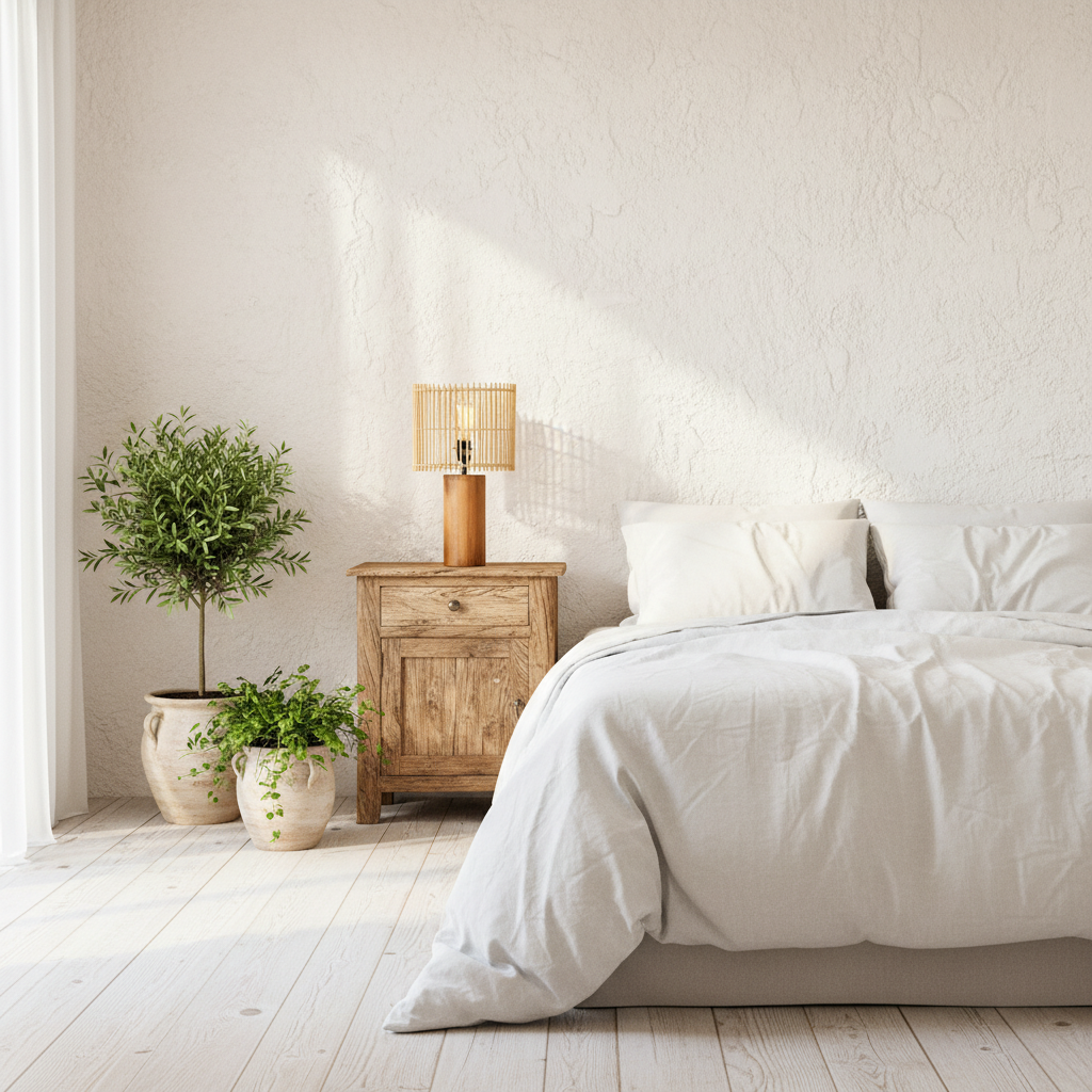 Lámpara Madera Pantalla Listones 48cm Lampara de mesa Frank Home Chile