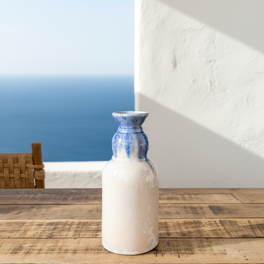 Florero Cerámica Esmaltada Degradado Celeste Blanco Florero Frank Home Chile