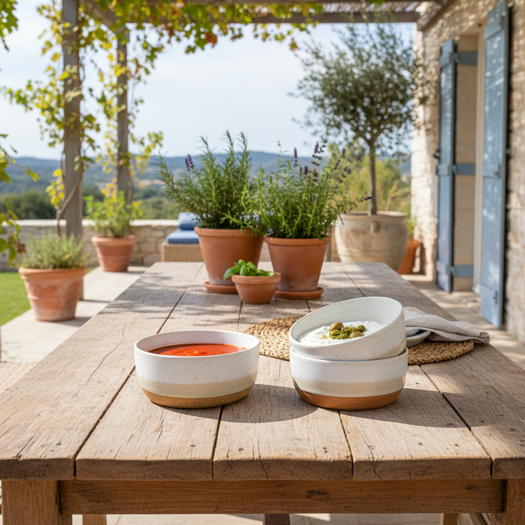 Set 3 Bowls Cerámica Rústica Bicolor - Diseño Artesanal Bowl Frank Home Chile