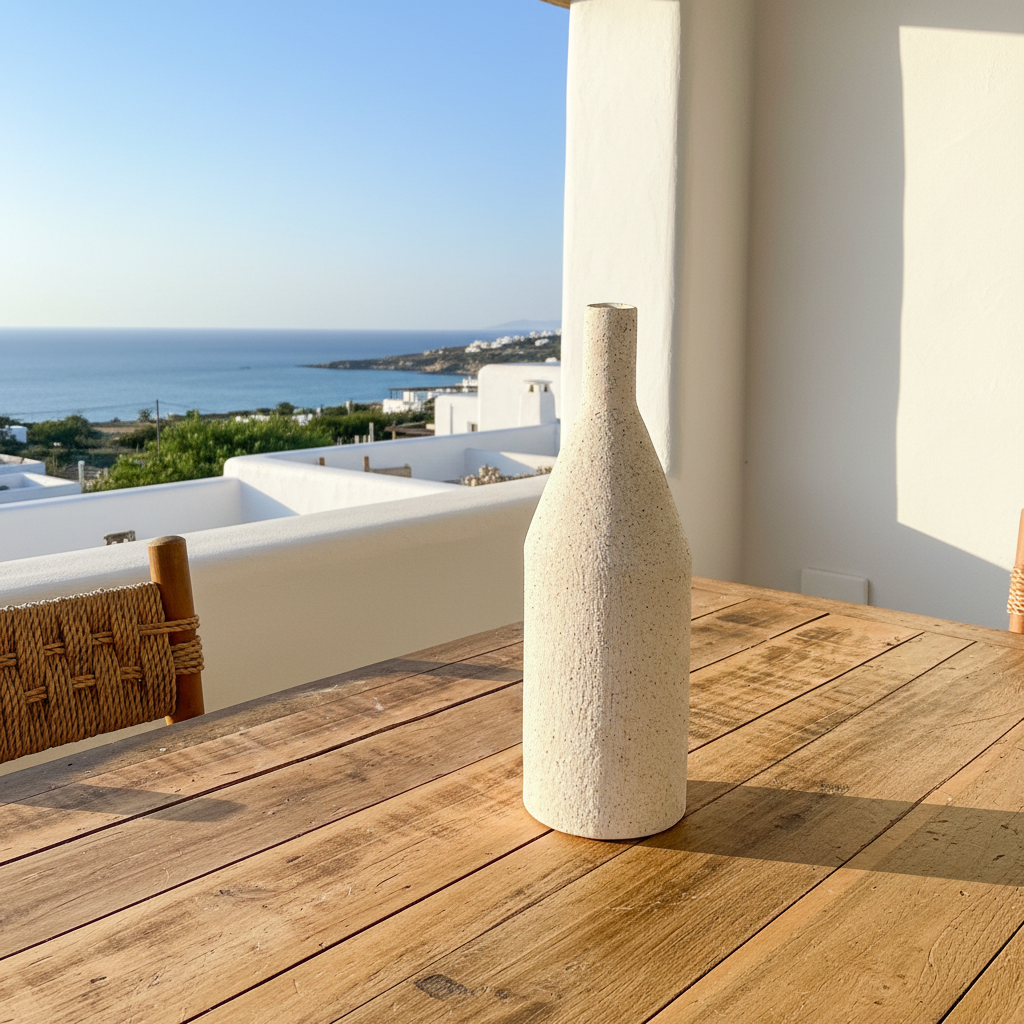 Florero Cerámica Texturada Botella - Diseño Elegante Decorativo Florero Frank Home Chile