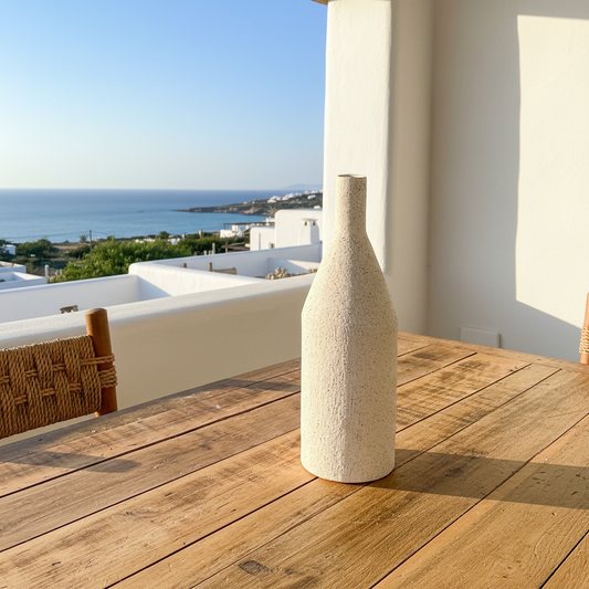 Florero Cerámica Texturada Botella - Diseño Elegante Decorativo Florero Frank Home Chile