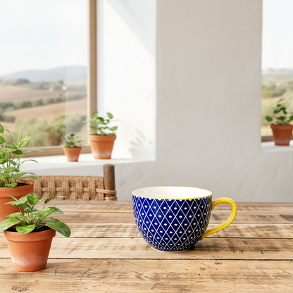 Tazón Sopero Cerámica Bicolor 14cm Azul Tazon Frank Home Chile