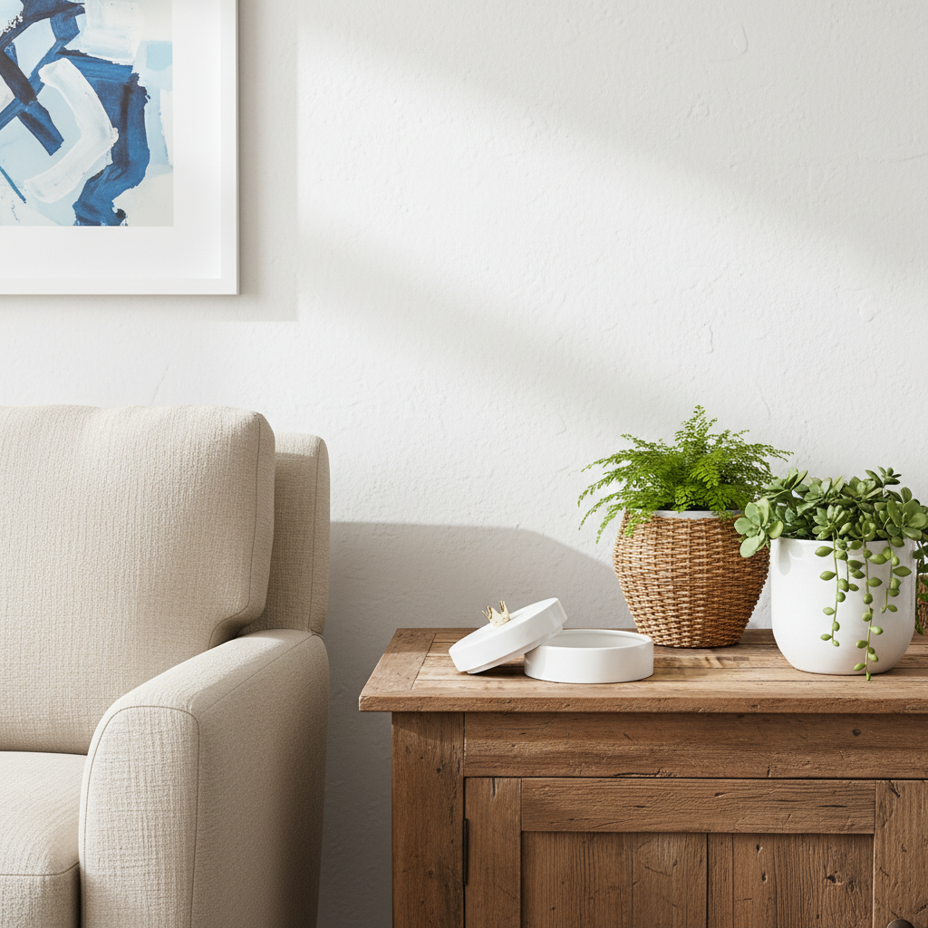 Joyero Cerámica Esmaltada Blanca Tapa Corona Anfora Frank Home Chile