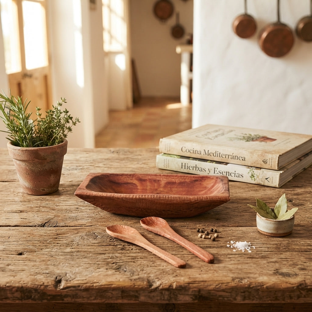 Set Pocillo y Cucharas Madera Alerce Nativa Artesanal Set Cucharas Frank Home Chile