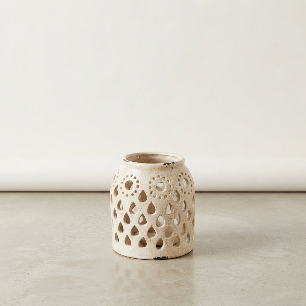 Porta Vela Cerámica Esmaltada 16 cm