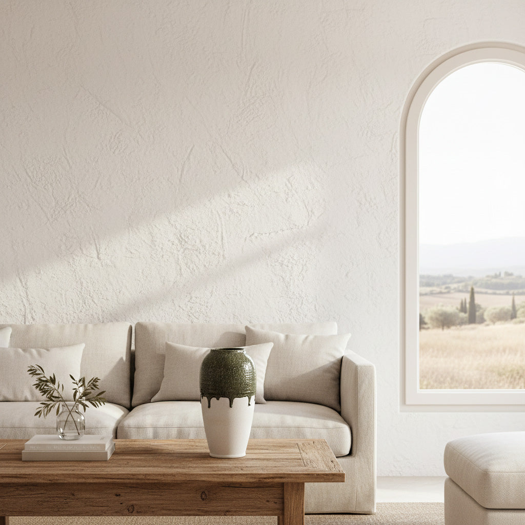 Jarrón Cerámica Rústica Bicolor Verde Esmaltado y Blanco 33cm Floreo Frank Home Chile