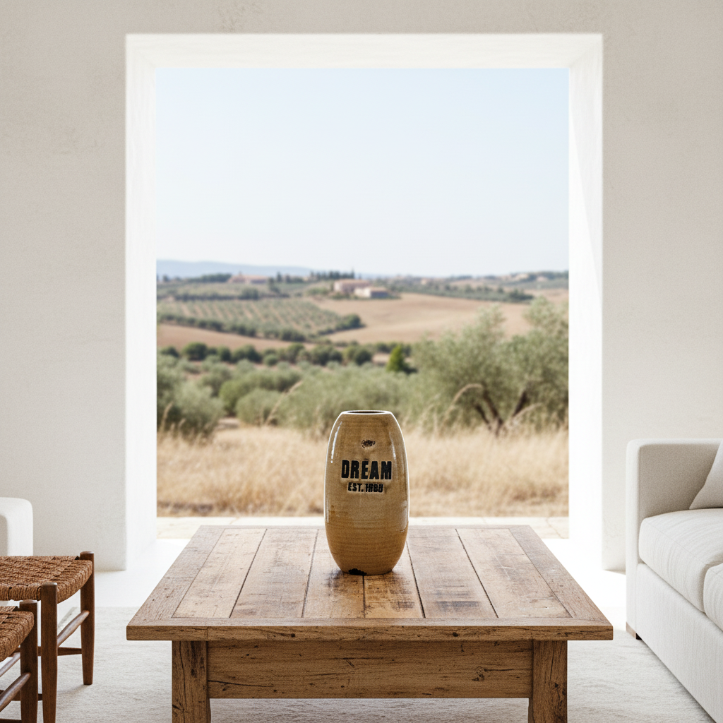 Florero Cerámica Esmaltada Vintage con Texto Decorativo 33cm Florero Frank Home Chile