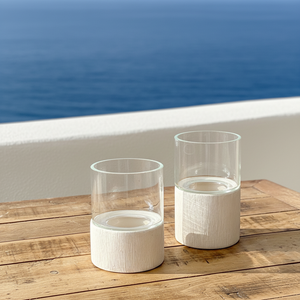 Porta Vela Cerámica Texturada Blanco 14cm - Diseño Moderno Porta Vela Frank Home Chile