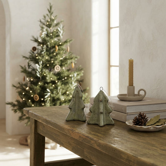Set 2 Pinos Colgantes Cerámica Esmaltada Adorno Frank Home Chile