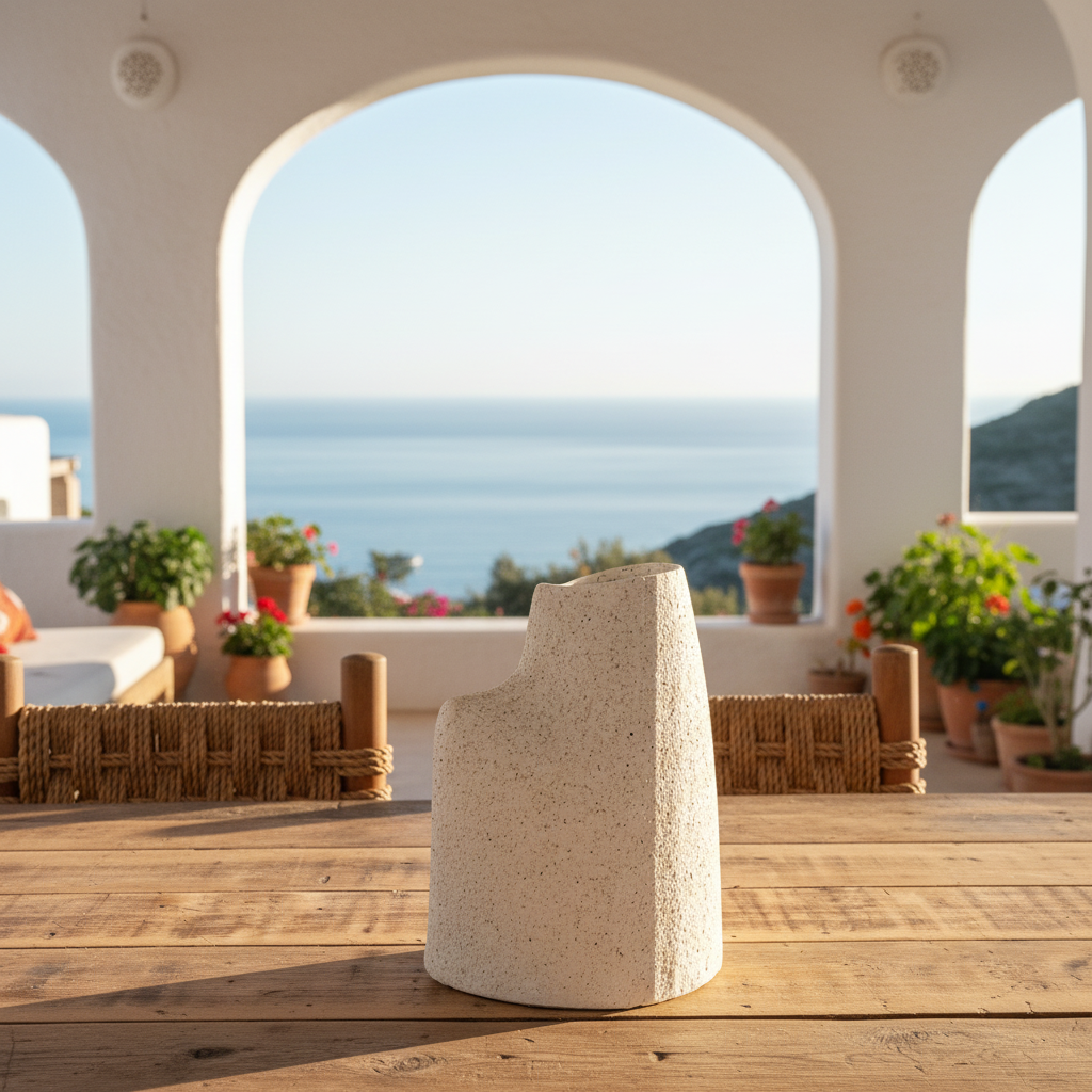 Florero Cerámica Rústica Orgánico 22cm - Acabado Artesanal Florero Frank Home Chile