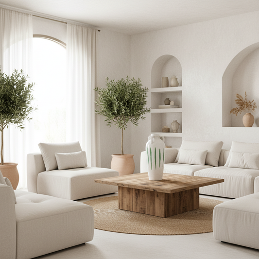 Jarrón Cerámica Blanca Rústica con 3 Asas Decorativas 40cm Jarrón Frank Home Chile