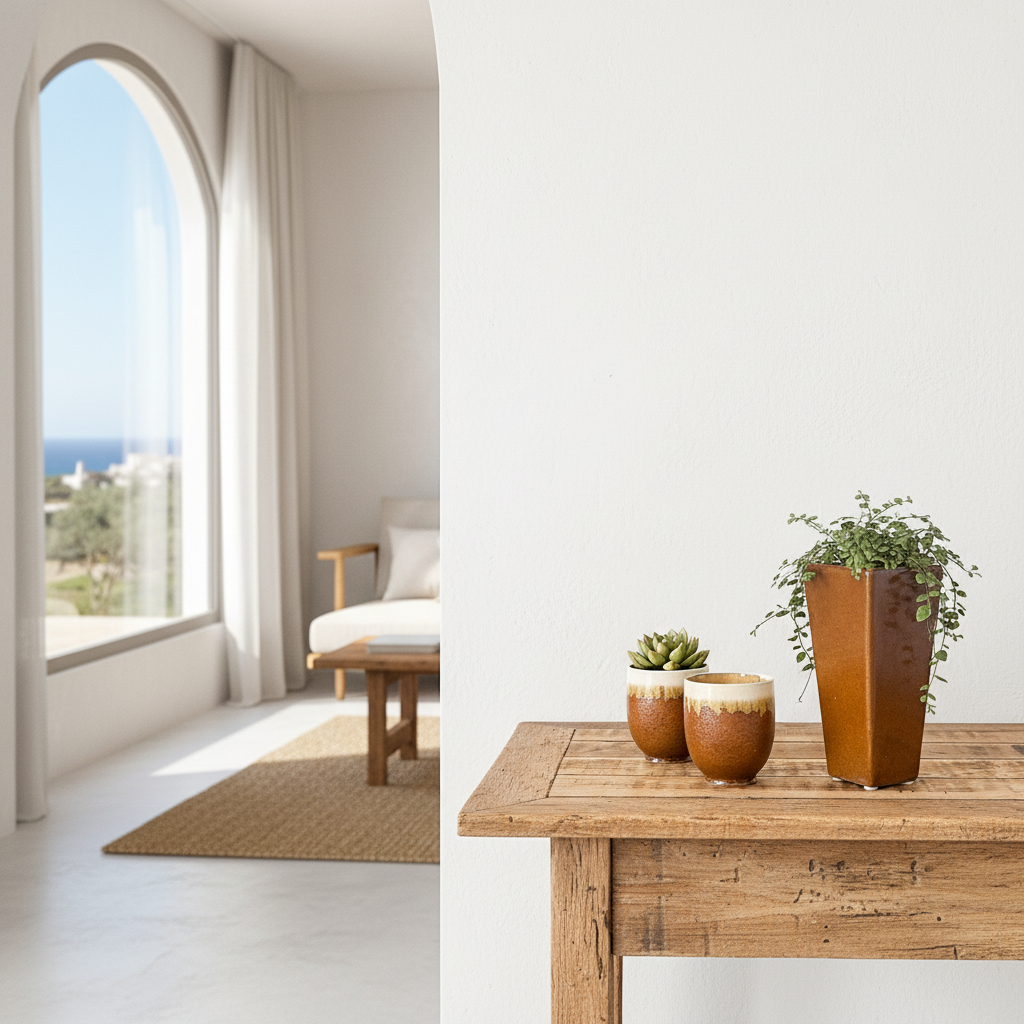 Macetero Cerámica Esmaltada Marrón Cónico Cuadrado 22 cm Macetero Frank Home Chile