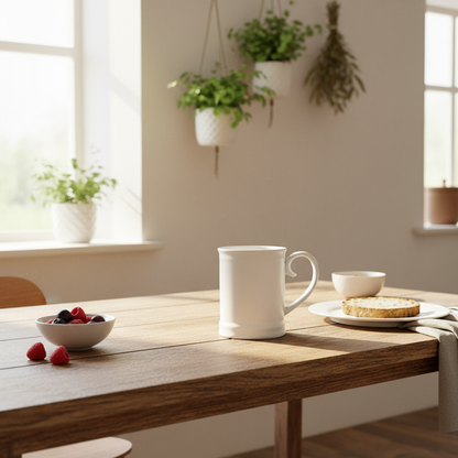 Tazón Cerámica Esmaltada Asa Corazón - Diseño Artesanal Romántico Blanco Tazon Frank Home Chile