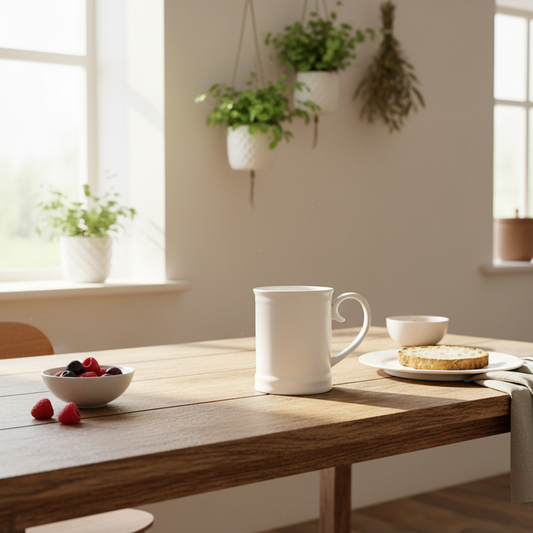 Tazón Cerámica Esmaltada Asa Corazón - Diseño Artesanal Romántico Blanco Tazon Frank Home Chile