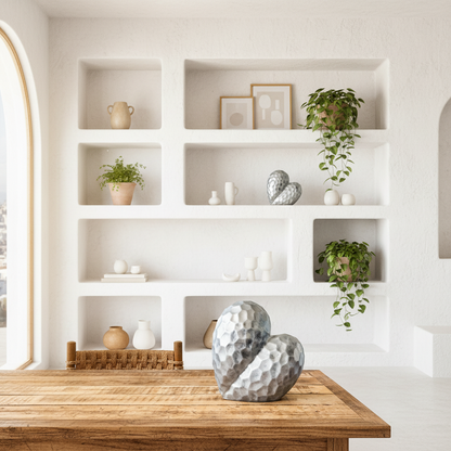 Adorno Corazón Cerámica Esmaltado Envejecido Metálico Facetado Grande Adorno Frank Home Chile