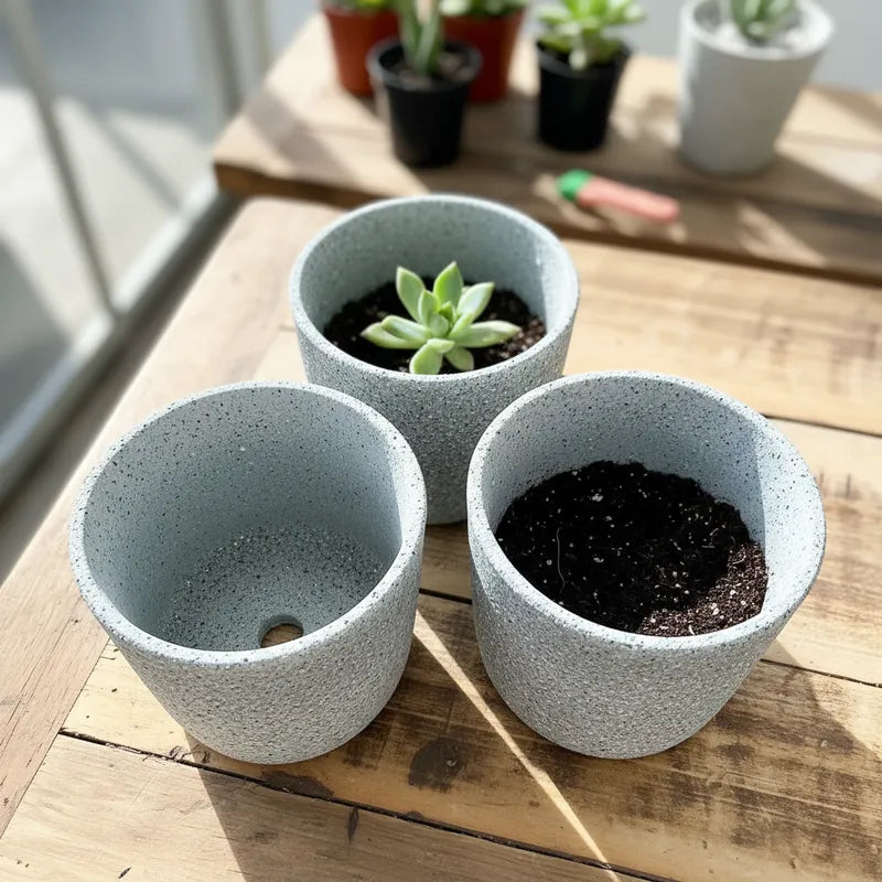 Porta Maceteros Cerámica Textura Piedra Porta Macetero Frank Home Chile