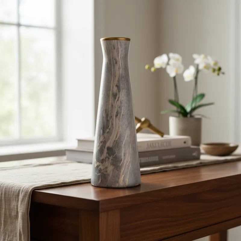 Florero textura mármol ribete dorado Florero Frank Home Chile