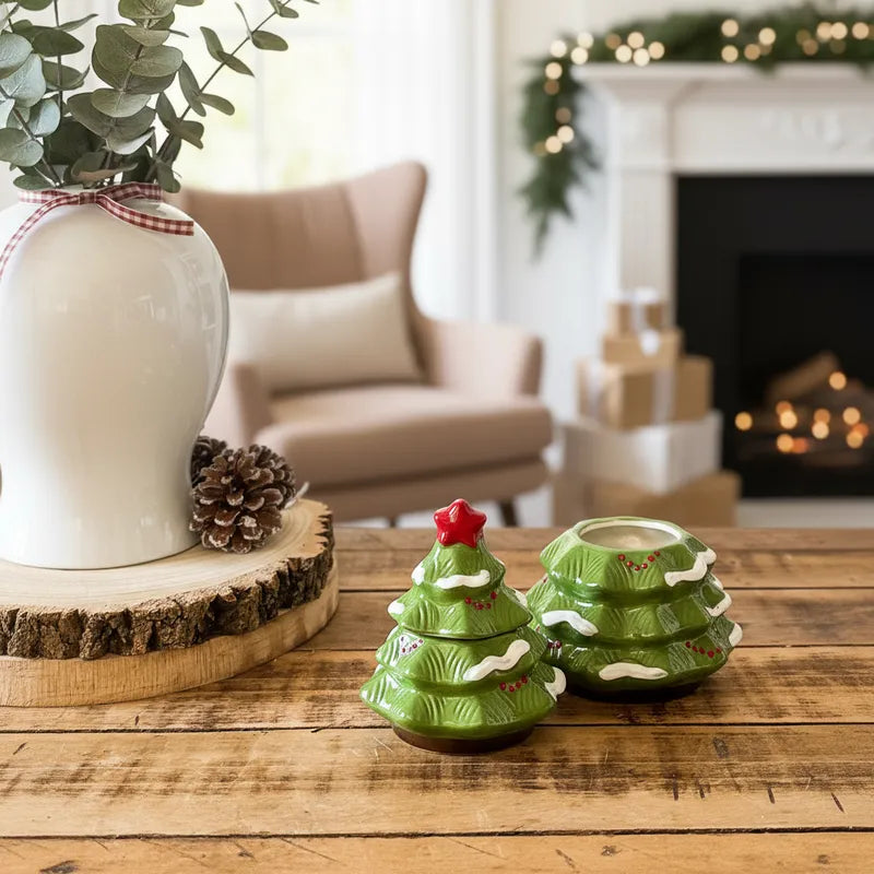 Contenedor y Bandeja Cerámica Navidad bandeja Frank Home Chile