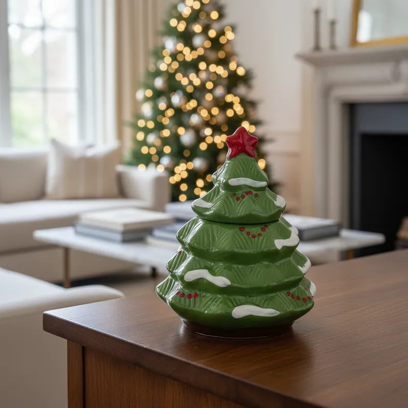 Contenedor y Bandeja Cerámica Navidad bandeja Frank Home Chile