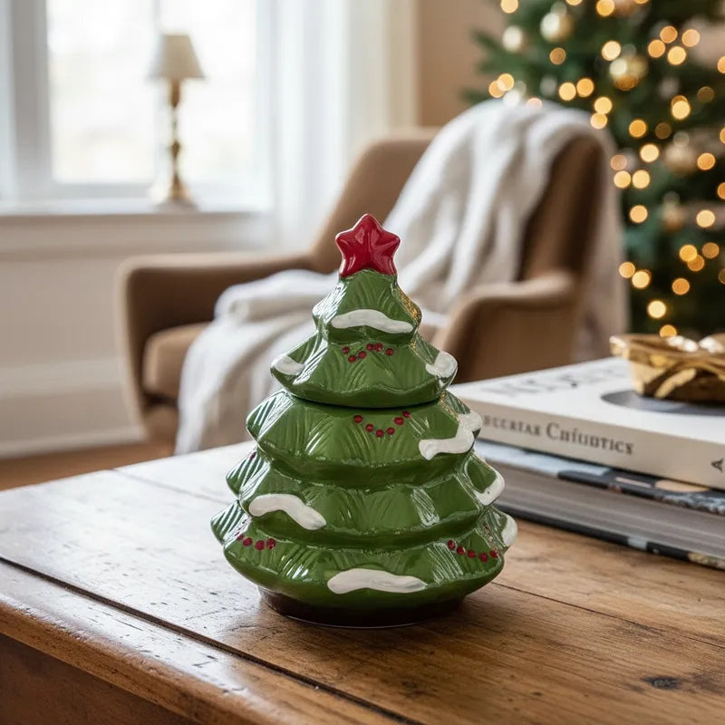 Contenedor y Bandeja Cerámica Navidad Contenedor bandeja Frank Home Chile