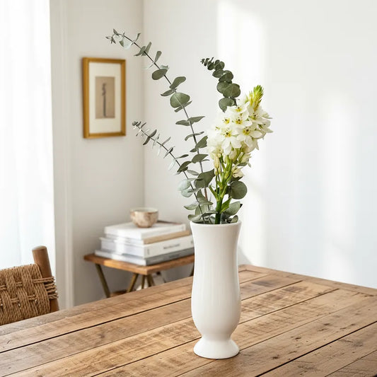 Florero Copa Cerámica Esmaltada 25cm - Diseño Clásico Elegante Florero Frank Home Chile