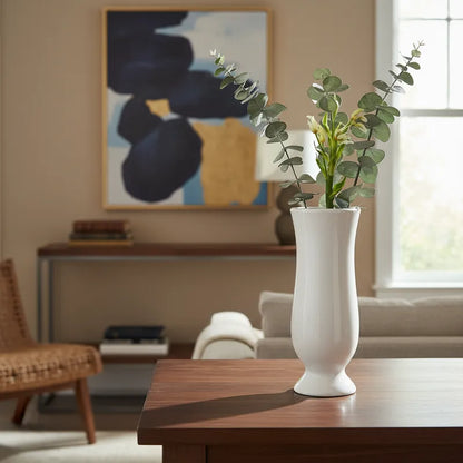 Florero Copa Cerámica Esmaltada 25cm - Diseño Clásico Elegante Florero Frank Home Chile