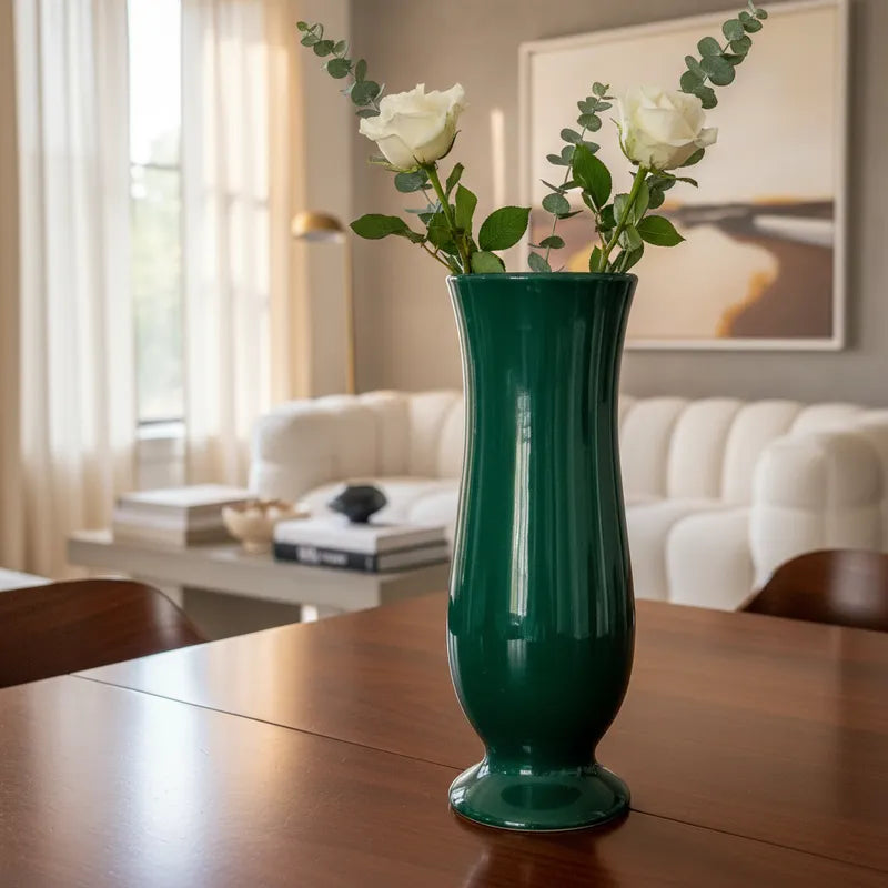 Florero Copa Cerámica Esmaltada 25cm - Diseño Clásico Elegante Florero Frank Home Chile