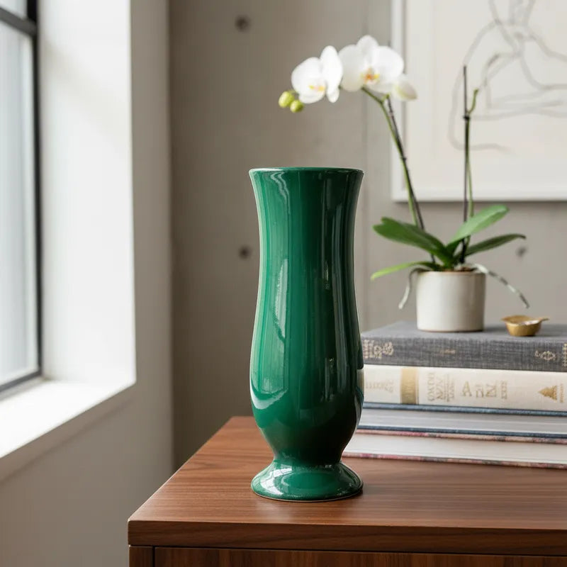 Florero Copa Cerámica Esmaltada 25cm - Diseño Clásico Elegante Florero Frank Home Chile