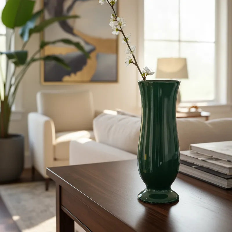 Florero Copa Cerámica Esmaltada 25cm - Diseño Clásico Elegante Florero Frank Home Chile