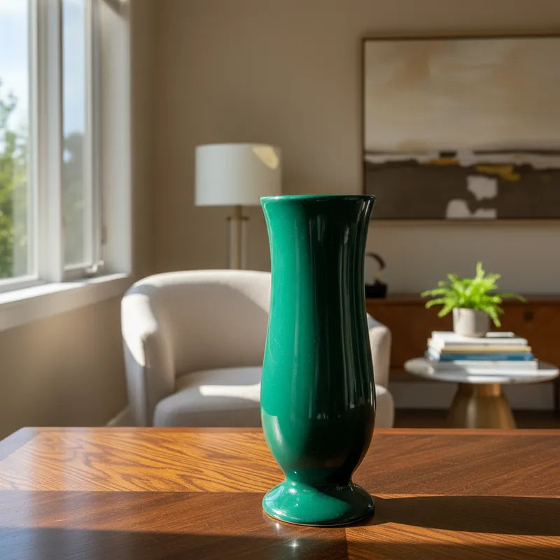 Florero Copa Cerámica Esmaltada 25cm - Diseño Clásico Elegante Florero Frank Home Chile